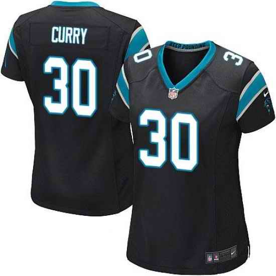 Nike Panthers #30 Stephen Curry Black Team Color Womens Stitched NFL Elite Jersey